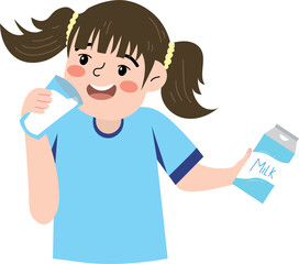 Young Girl Enjoying a Glass of Milk for Growth