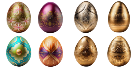 Colorful Easter Eggs on a Transparent Background