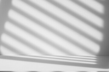 Wall interior background, studio and backdrops show products.with shadow from window color white and grey. background for text insertion and presentation product
