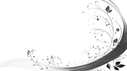 Abstract grayscale floral design with flowing lines