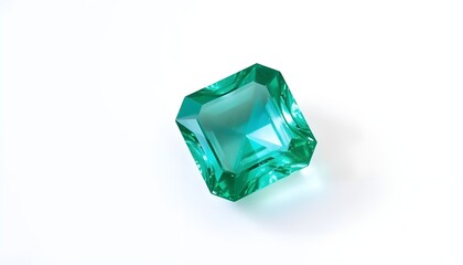 a sparkling emerald stone with a perfect shape on a white or transparent background