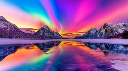 Obraz premium Ethereal Night Sky with Glowing Auroras