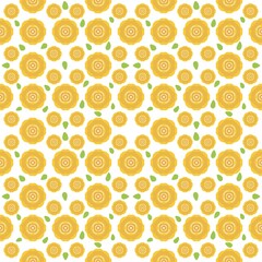 seamless floral pattern with yellow flower and white background 