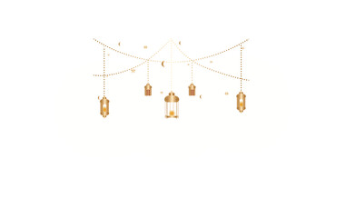Decorative String of islamic Gold Lanterns Illustration