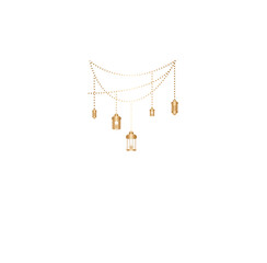 Decorative String of islamic Gold Lanterns Illustration