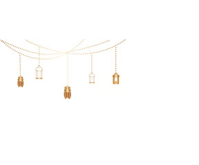 Decorative String of islamic Gold Lanterns Illustration