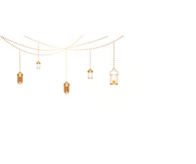 Decorative String of islamic Gold Lanterns Illustration