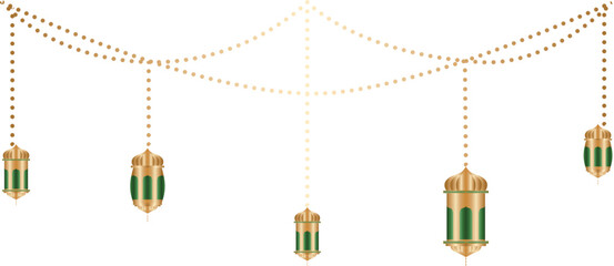 Decorative String of islamic Gold Lanterns Illustration