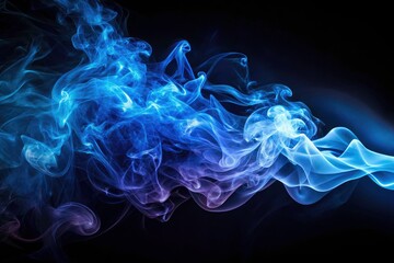 Fototapeta premium Midnight blue smoke swirls, framing vibrant neon silhouettes in sapphire hues.