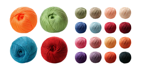 Colorful Yarn Balls in Various Shades for Crafting and Knitting