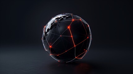 Futuristic digital network sphere with glowing nodes and lines, symbolizing global data connectivity, in a sleek cyber tech wallpaper. cyber tech background or wallpaper 