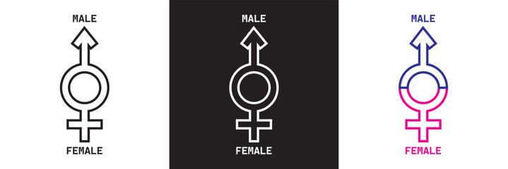 Gender icon vector.  Male, female sign of gender equality icon .   isolated on white and black background. vector illustration. EPS 10