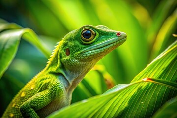 Obraz premium Nature's stealth: a green lizard's shadow, perfectly camouflaged, a captivating wildlife silhouette image.
