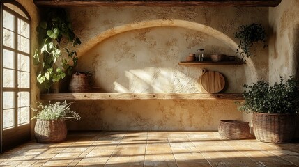 Cozy interior with natural light and plant decor.
