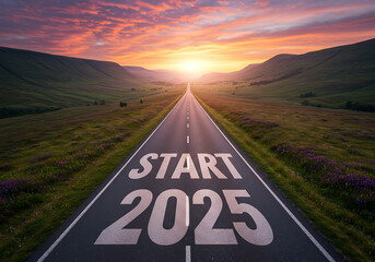 2025 도로 시작 새해 출발 2025년 스타트 start 을사년 뱀띠 해피뉴이어 텍스트 이미지