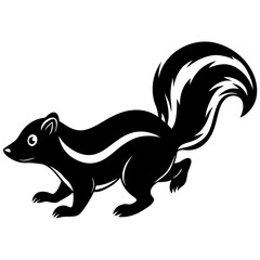 Cute Silhouette of a Skunk line art vector cartoon illustration