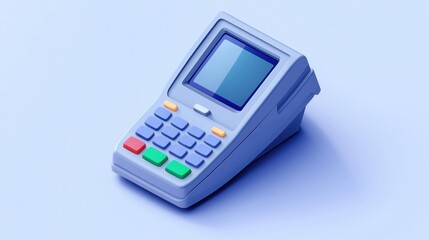 Modern POS Terminal Digital Payment Device E commerce Transaction Machine Blue Pastel Color