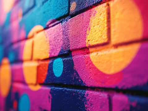 Vibrant Abstract Graffiti on Urban Wall with Soft Lighting