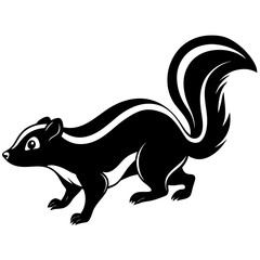 Cute Silhouette of a Skunk line art vector cartoon illustration
