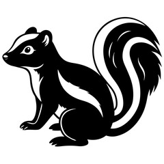 Cute Silhouette of a Skunk line art vector cartoon illustration