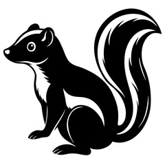 Cute Silhouette of a Skunk line art vector cartoon illustration