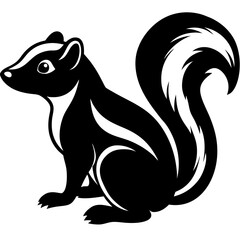 Cute Silhouette of a Skunk line art vector cartoon illustration