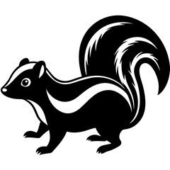 Cute Silhouette of a Skunk line art vector cartoon illustration