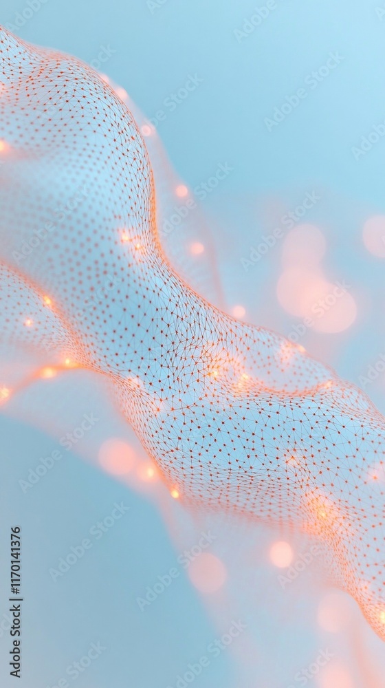 Aufkleber Serene Digital Landscape with Floating Geometric Shapes and Soft Glowing Lines