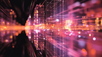 A dynamic image of scalable quantum chips aligned in a modular system, highlighting the potential for large-scale quantum computing