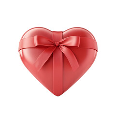 Elegant Red Heart-Shaped Gift Box with Ribbon Bow for Valentine's Day