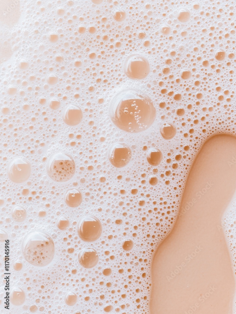 Poster close-up of soapy water bubbles on window during spring cleaning