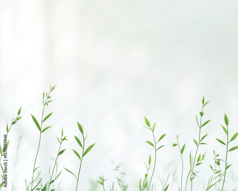 Poster minimalistic spring greenery silhouettes on soft background