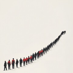 Naklejka premium Unified Silhouettes on a Solitary Path Towards a Shared Destination