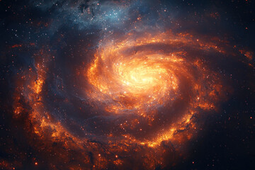 Obraz premium Swirling orange and red spiral galaxy.