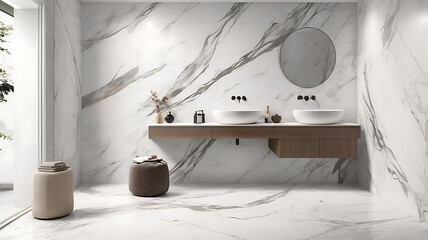 Close-up of a guide to transforming walls with the timeless charm and versatility of marble stone texture-inspired tiles background decorated.