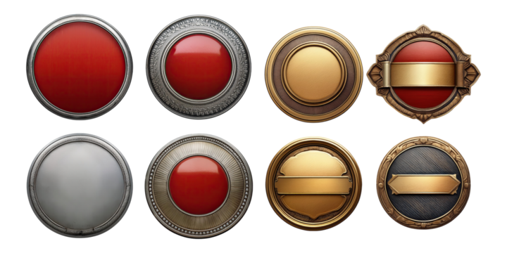 Collection of Decorative Round Buttons with Text Space