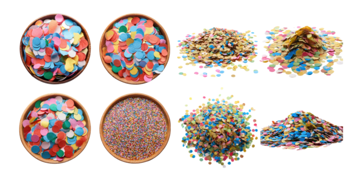 Colorful Confetti and Sprinkles on Transparent Background