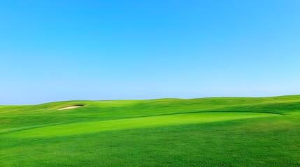 Golfer swinging club on vibrant green course, showcasing focus, precision, and the essence of outdoor sportsmanship in a serene natural setting