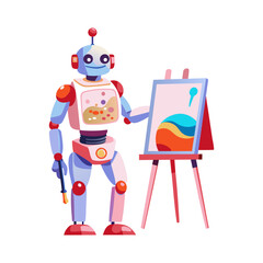 Naklejka premium A flat illustration of robot painting