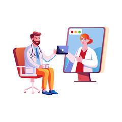 Online consultation illustration in flat style 
