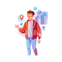 A flat illustration of smart navigation technology 
