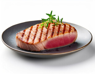 Grilled Tuna Steak in the white background studio shot  