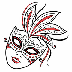 A woman in a carnival mask  vector design is on white background 