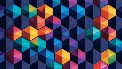 Abstract Geometric Hexagon Background: Vibrant Colorful 3D Mosaic Pattern