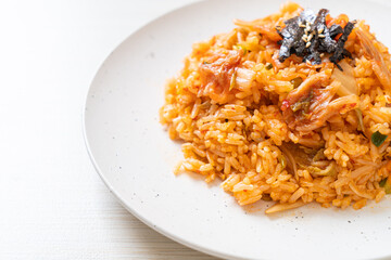 kimchi fried rice with seaweed and white sesame