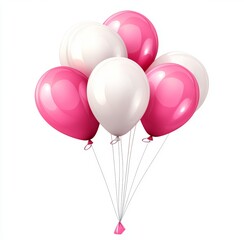 pink balloons in white and pink colors on white background