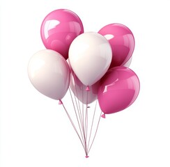 pink balloons in white and pink colors on white background