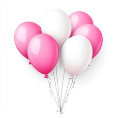pink balloons in white and pink colors on white background