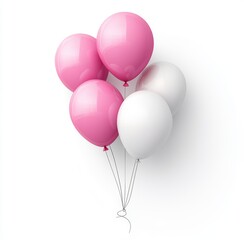 pink balloons in white and pink colors on white background