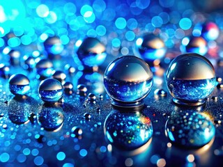 Top-down macro captures vibrant blue, water droplets creating a breathtaking aerial spectacle.